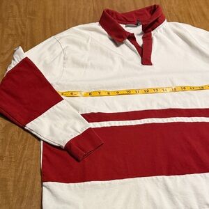 Zara Red and White Men's Rugby Shirt